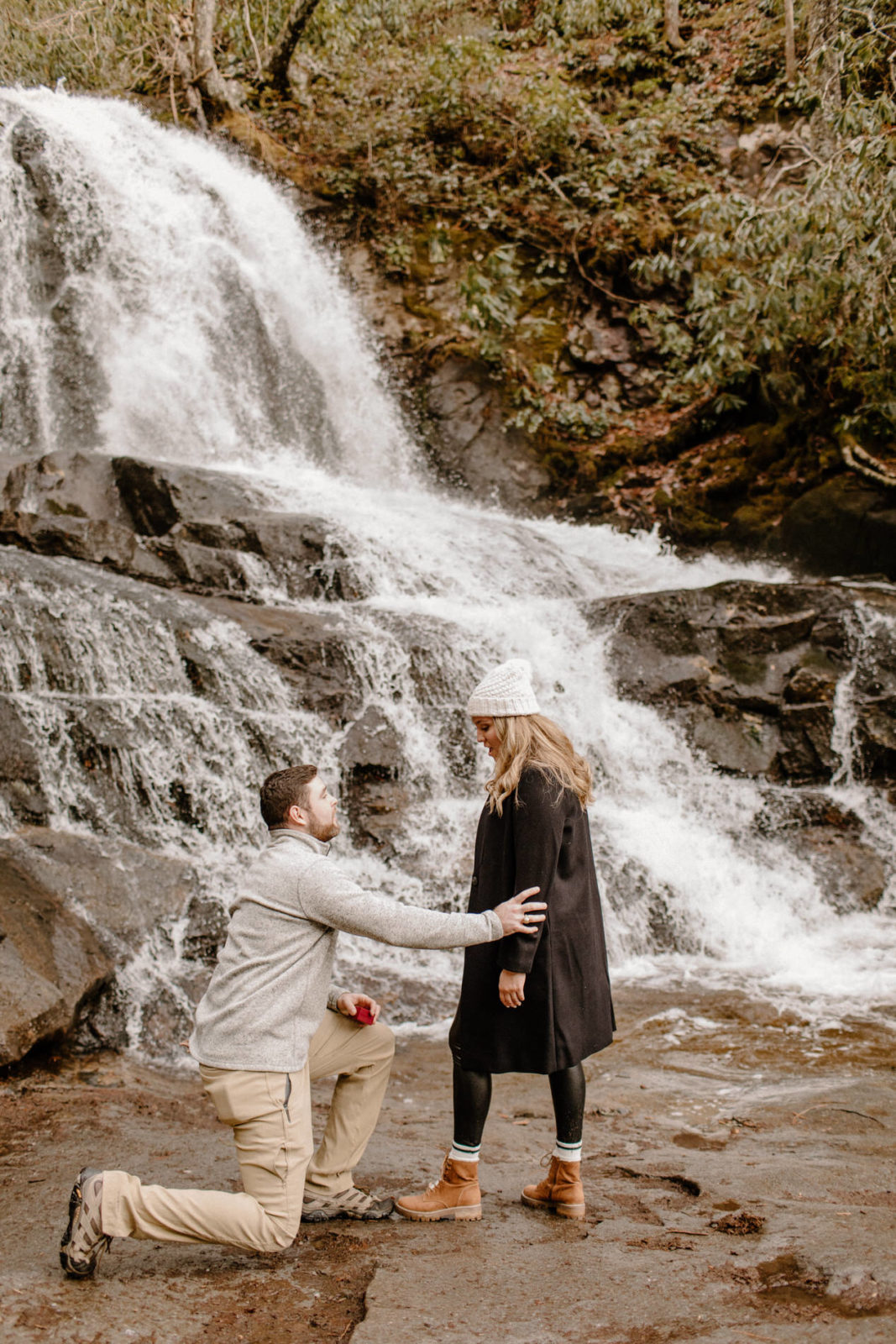 Waterfall Proposal in the Smoky Mountains - Claire Hunt Photography