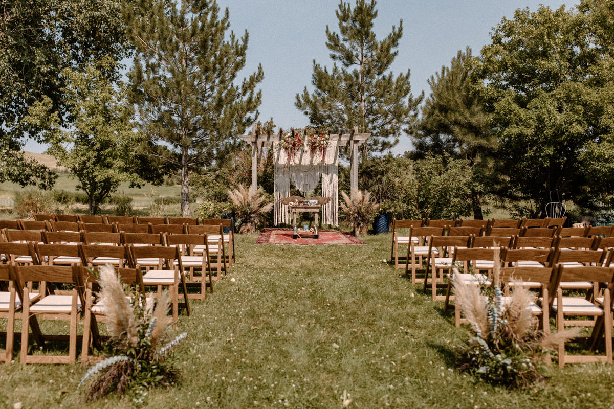 Ceremony space at Pastures of Plenty in Boulder, CO. This is one of the best wedding venues in Colorado.