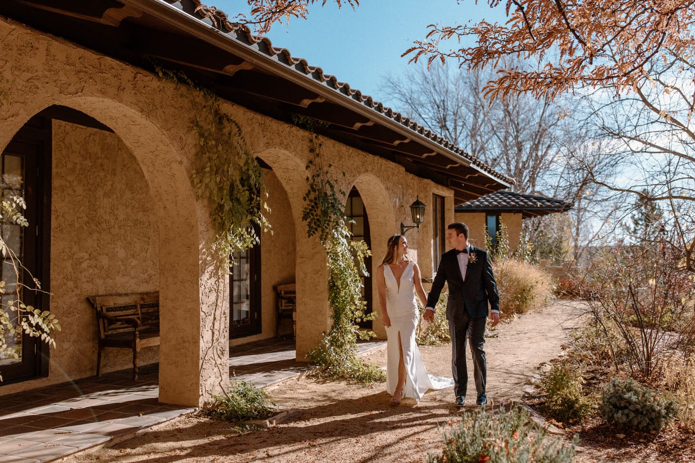Fall wedding in Colorado at Villa Parker Wedding Venue after the bride and groom first look. Wedding portraits at this European inspired best Colorado wedding venue.