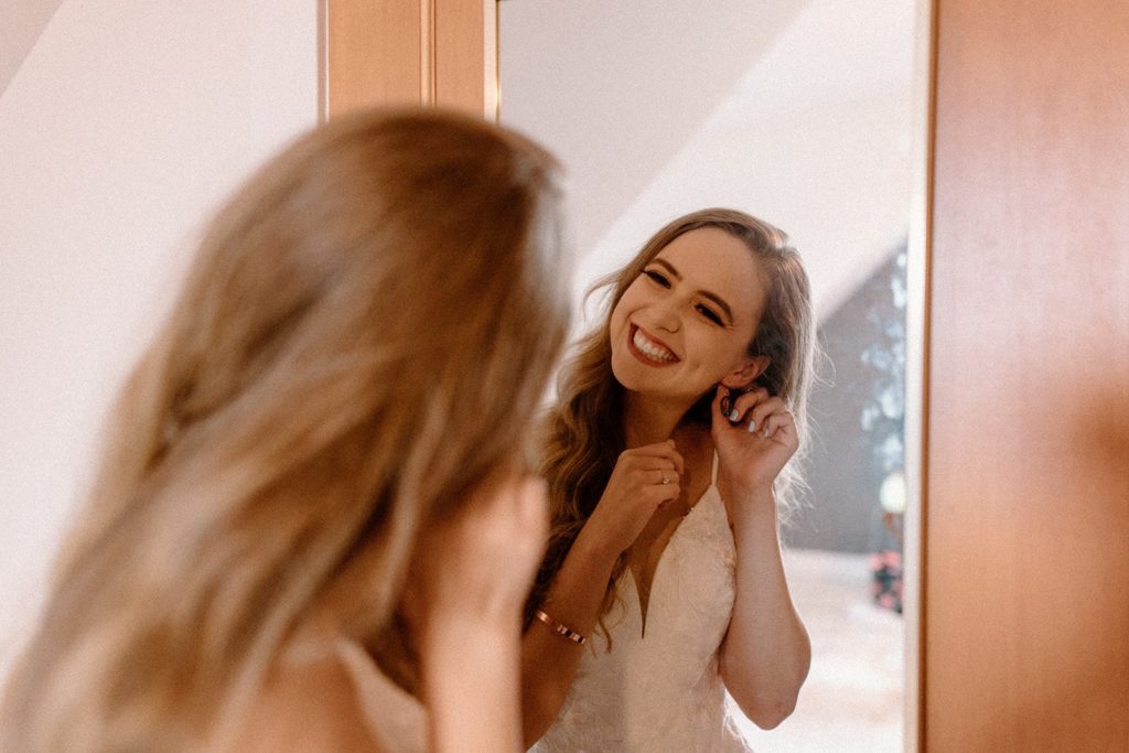 bride getting ready for her Montana Elopement