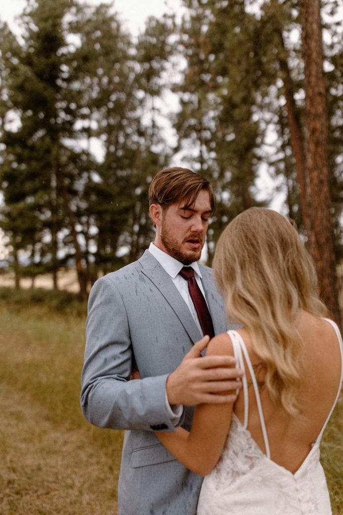 groom stunned by his bride for their Montana Elopement