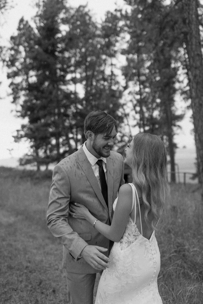 bride and groom happy on their Montana Elopement day