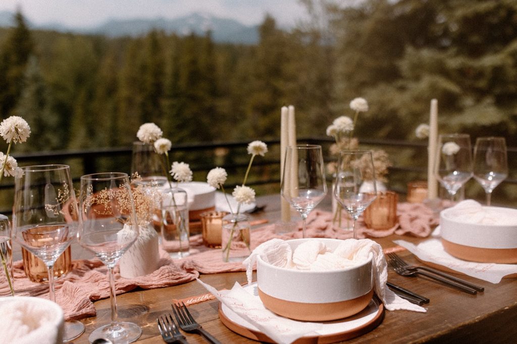 table setting for a Colorado elopement