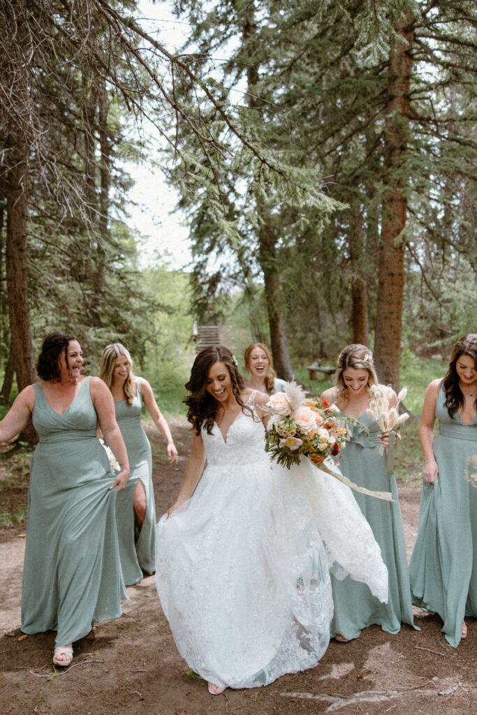 bridesmaids in the Colorado mountains