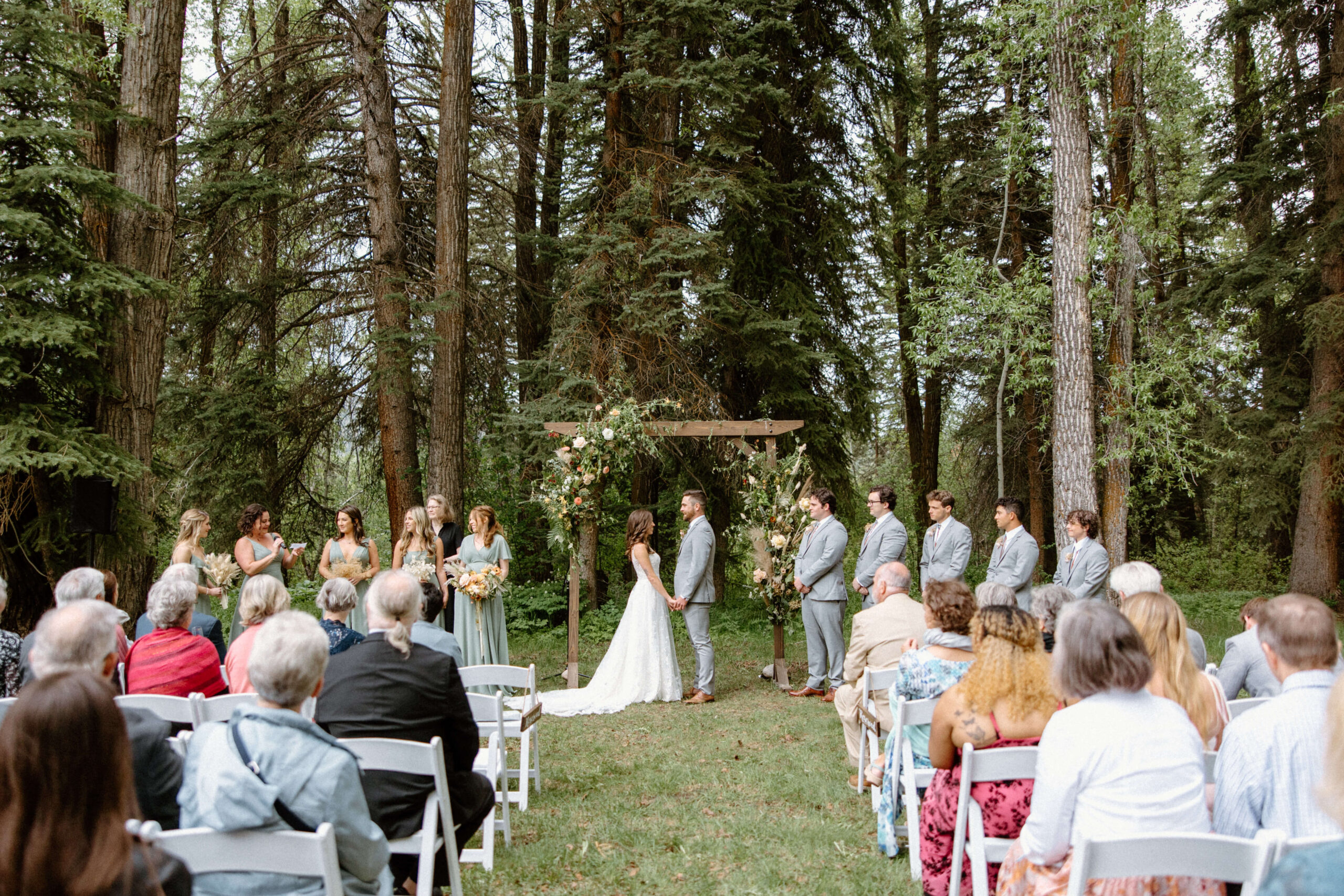 Wedding ceremony in the forest in Colorado