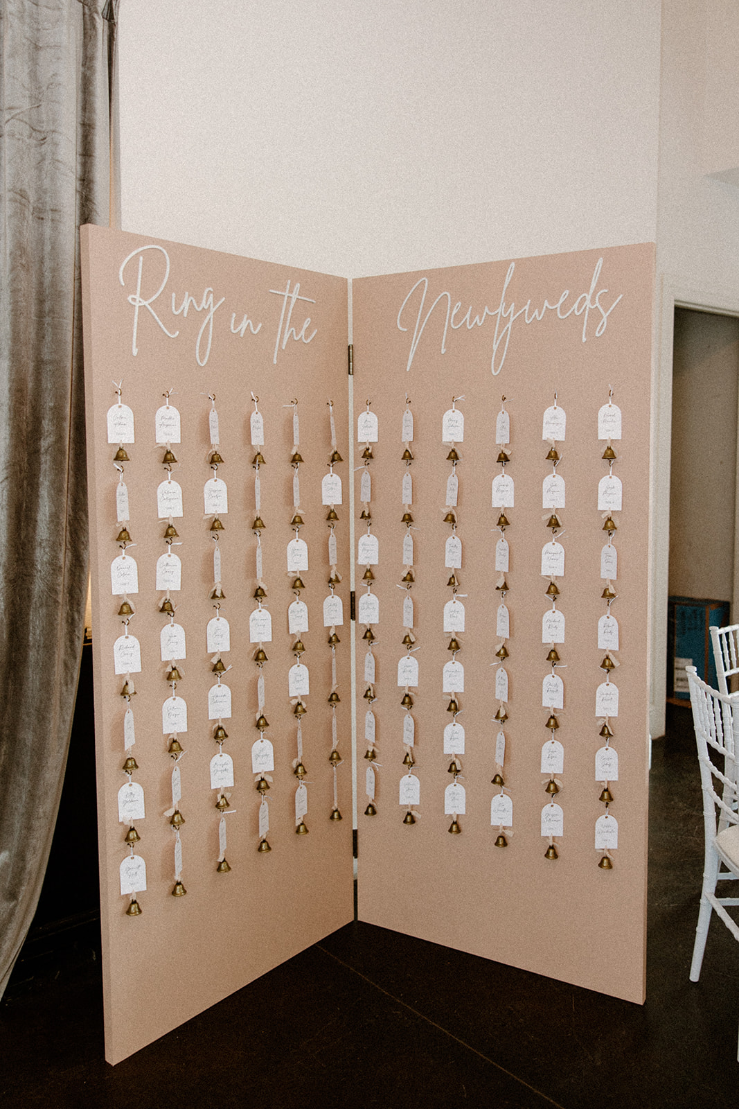 Golden Bell seating chart as a unique wedding details 