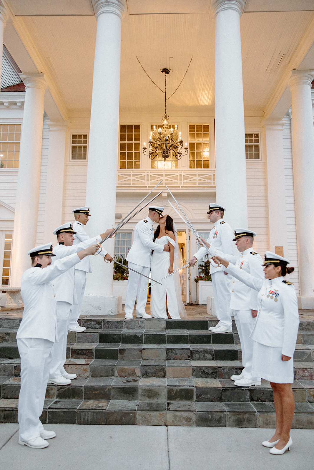 naval sword arch at the manor house wedding